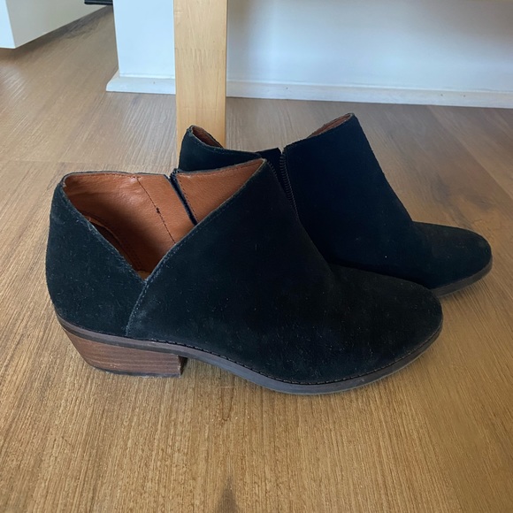 Women’s Lucky Black Suede Booties - Picture 1 of 5